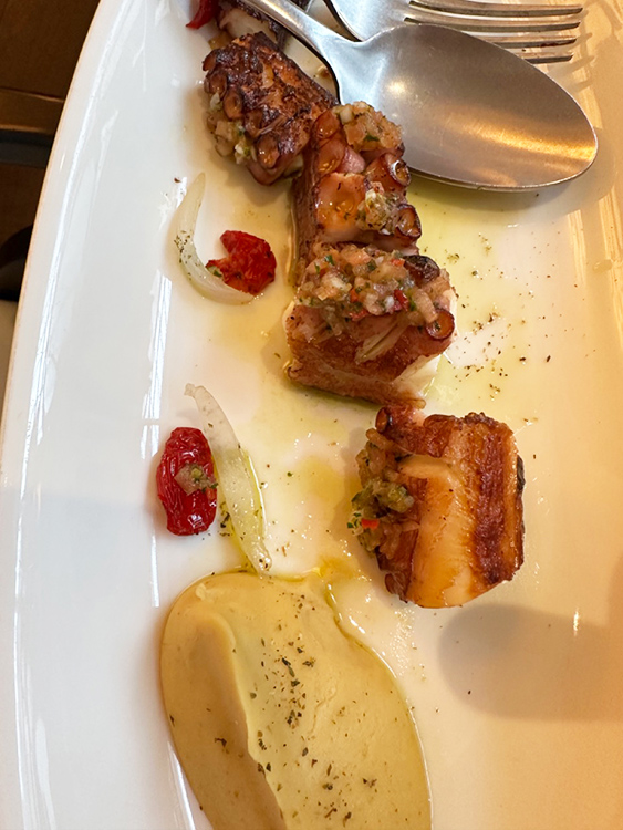 A delicious plate of octopus at Gaia restaurant in Mayfair, London.