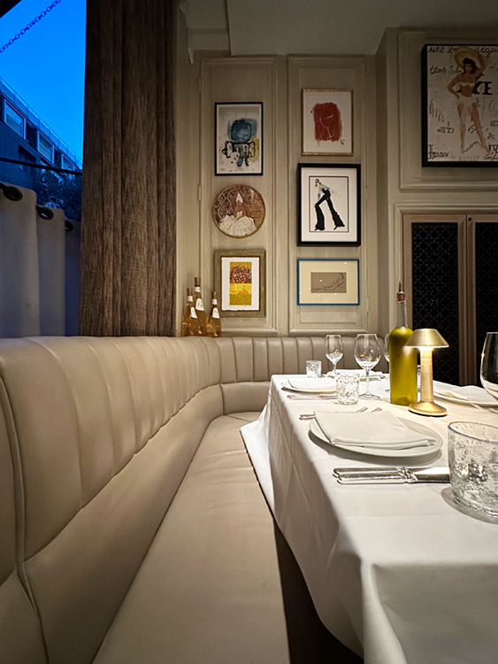 View of a table at LPM restaurant in Mayfair, London.