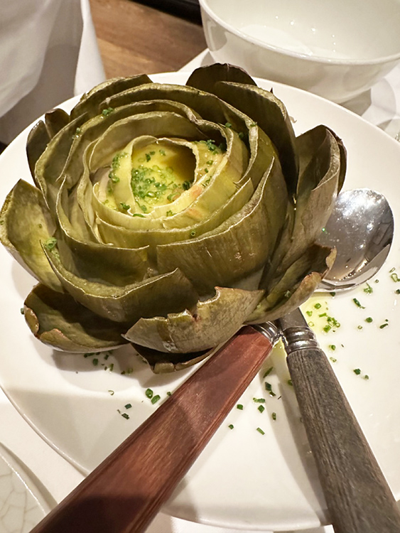 An artichoke starter at LPM restaurant in Mayfair, London.