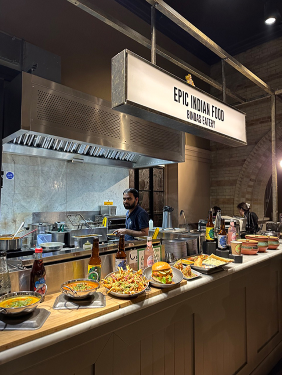 An Indian food stand at Mercato Mayfair in Mayfair, London.