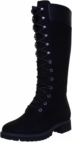 Black Timberland knee high boots.