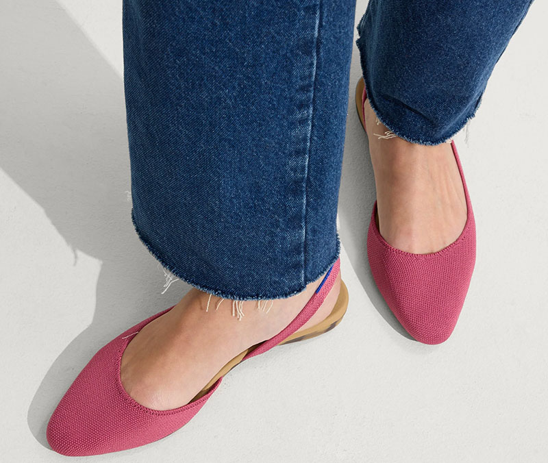 Fuchsia pink Rothy's almond slingbacks.