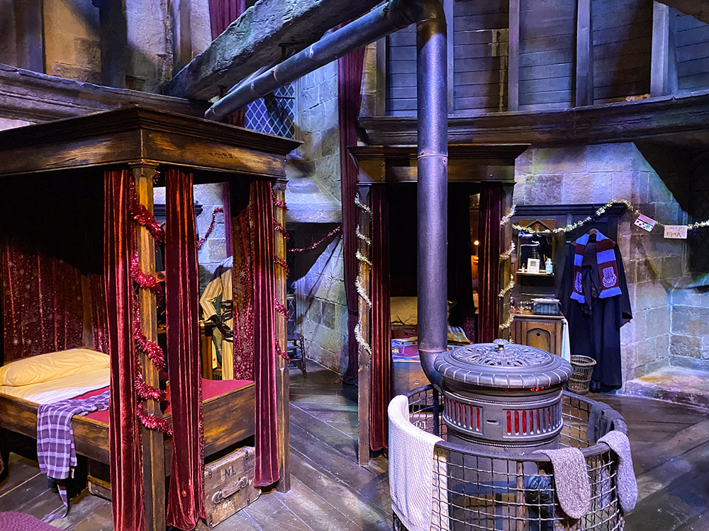 Harry's Hogwarts dormitory at the Harry Potter Studio Tour, London, England.