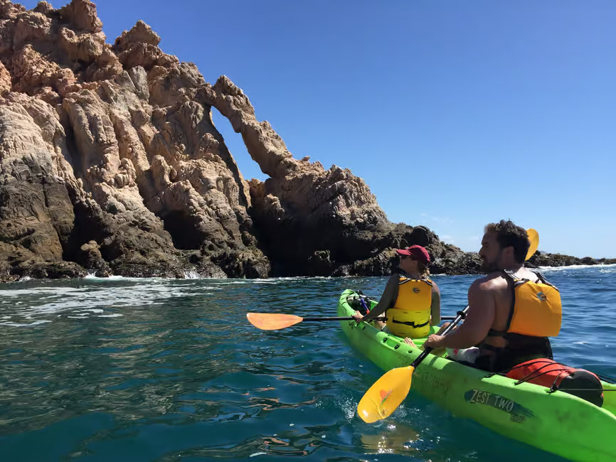 Kayaking in the sea at Cabo San Lucas, Mexico.