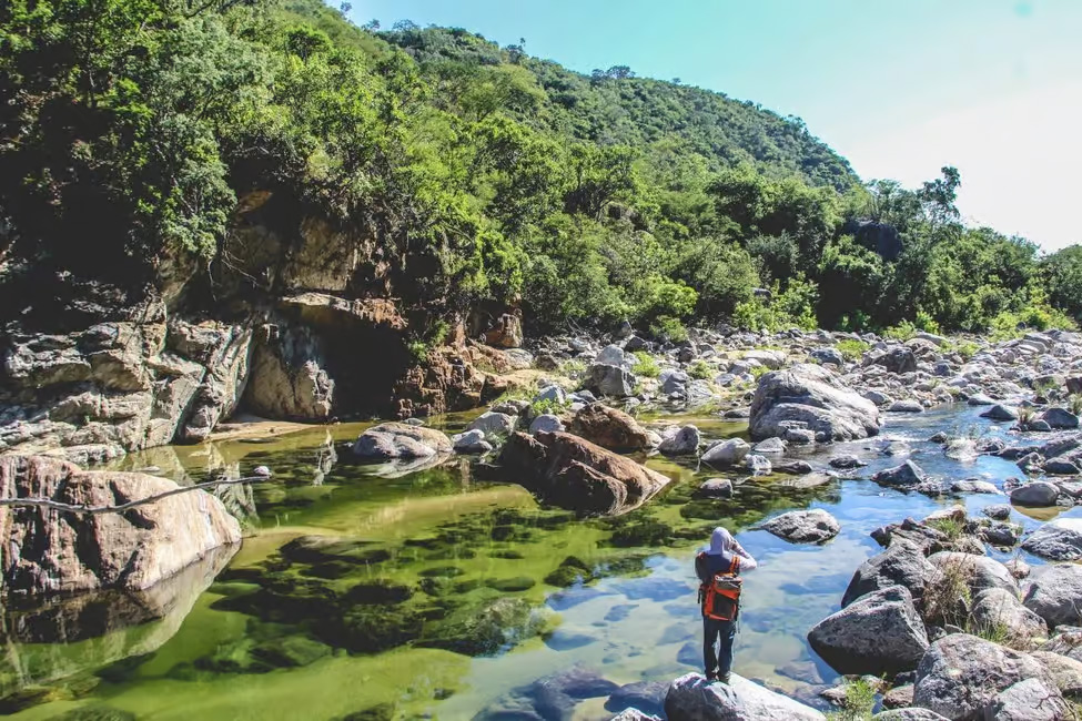 Hiking tour through Fox Canyon near Cabo San Lucas, Mexico.