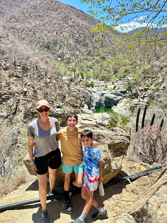 Ashley Wali and sons at Canon de la Zorra (Fox Canyon) Baja California Sur, Mexico.