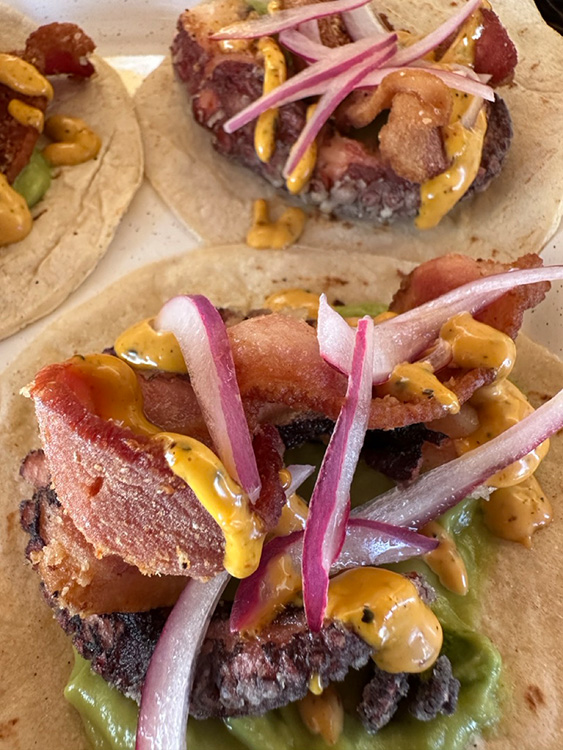 Octopus tacos at the restaurant at Canon de la Zorra (Fox Canyon) Baja California Sur, Mexico.