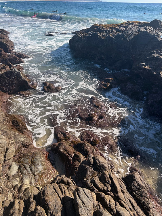 Large rocks at Los Cerritos Beach, Mexico.