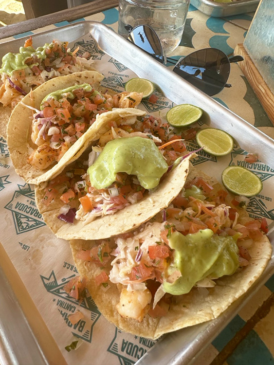 Fish tacos at Barracuda Cantina, Los Cerritos Beach, Mexico.