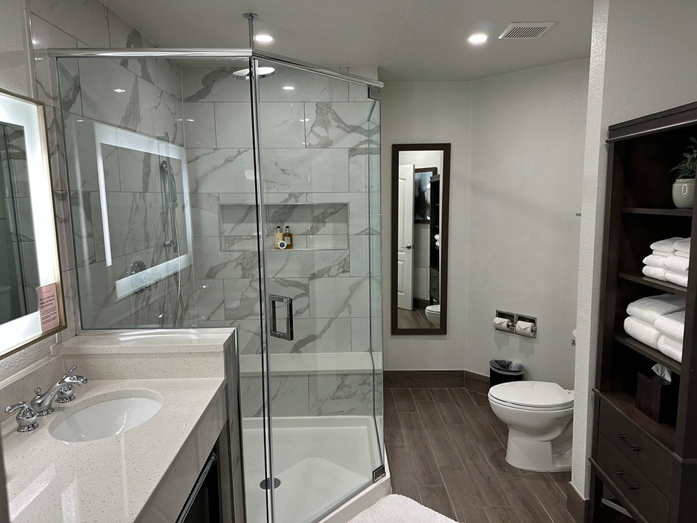Main bathroom in a villa at the Caribe Royale Orlando, Florida.