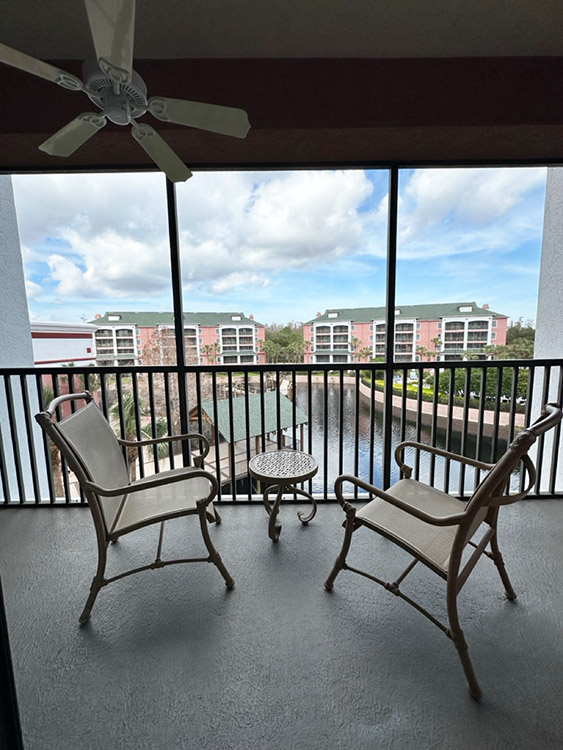 Balcony outside a villa at the Caribe Royale Orlando, Florida.