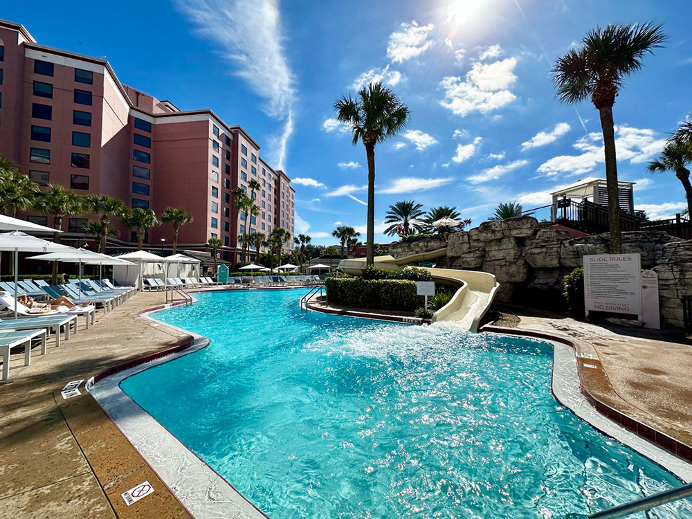 Pool and slide at the Caribe Royale Orlando, Florida.