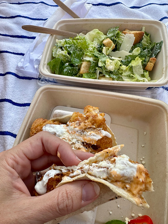 Tacos and salad by the pool at the Caribe Royale Orlando, Florida.