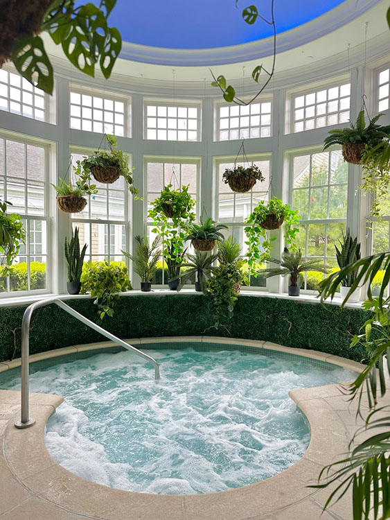 Indoor jacuzzi at the Mayflower Inn, Washington, CT.