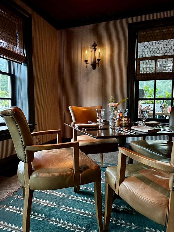 The dining room at the Mayflower Inn, Washington, CT.