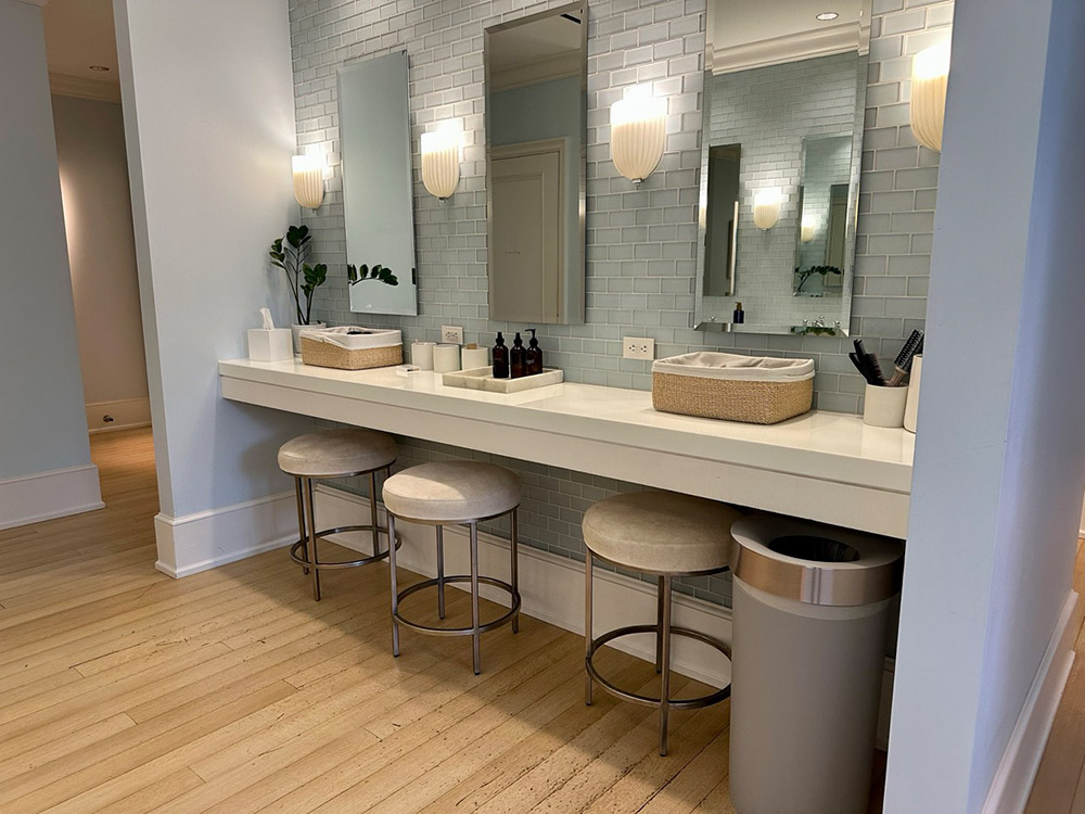 The spa locker room at the Mayflower Inn, Washington, CT.