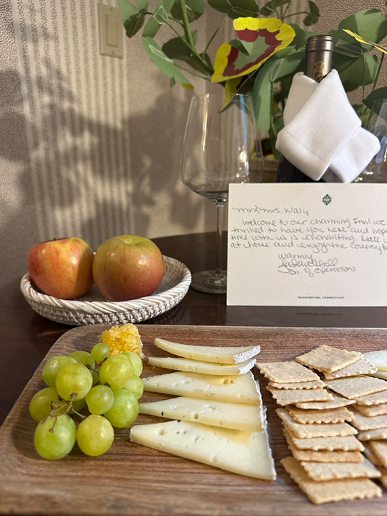 Welcome amenities at the Mayflower Inn, Washington, CT.