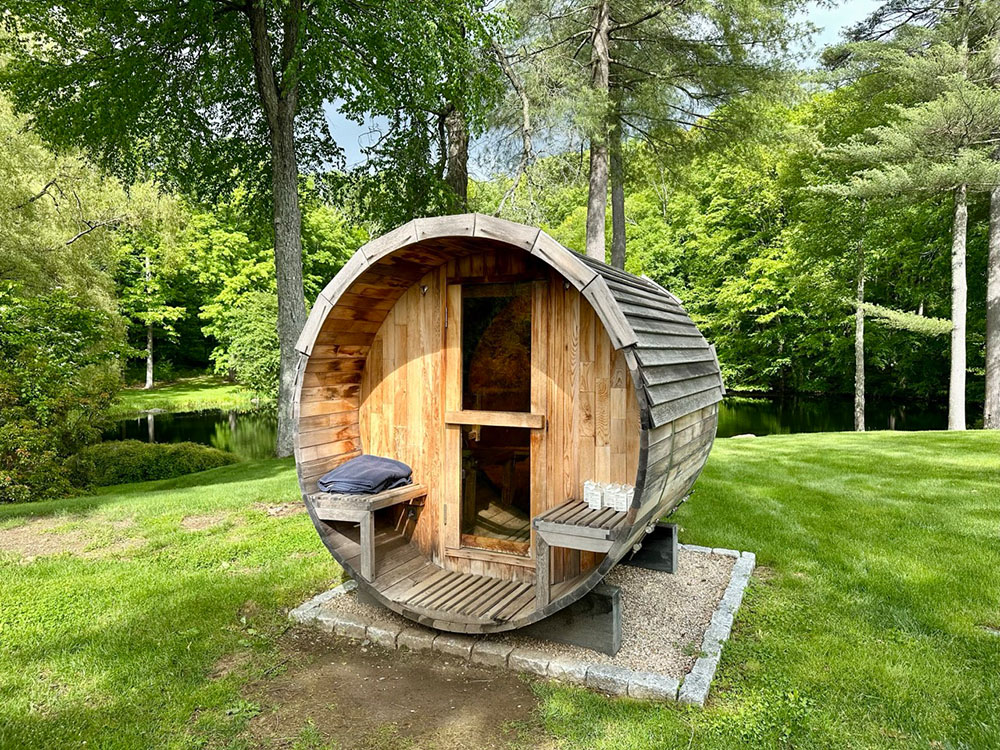 The outdoor sauna at the Mayflower Inn, Washington, CT.