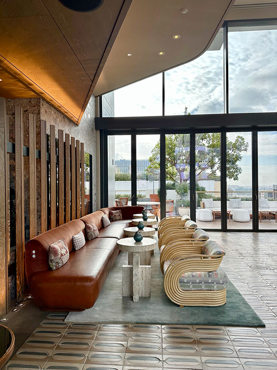 Stylish seating in the Beaudry Room at the Conrad Los Angeles hotel, California.