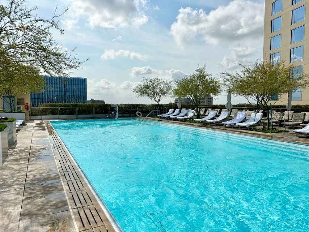 The pool at the Conrad Los Angeles hotel, California.