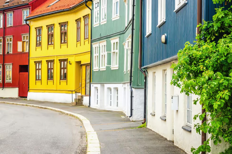 Colorful houses in Oslo, Norway.