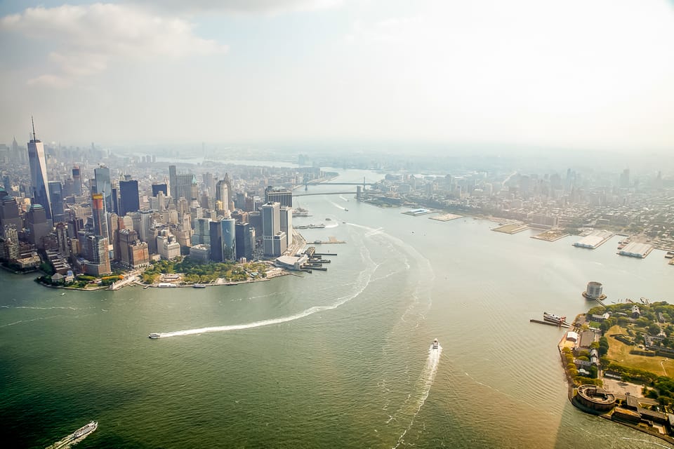 View of New York City from a helicopter tour.