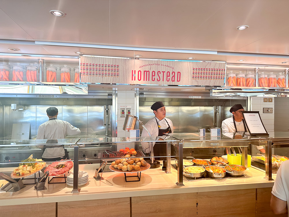 Casual dining at the Lido Deck Buffet on the Holland America Line MS Rotterdam.