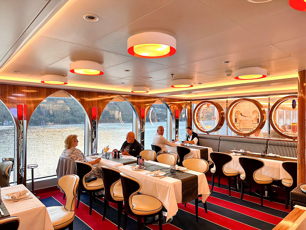 Bold decor in the Canaletto restaurant on board the MS Rotterdam.