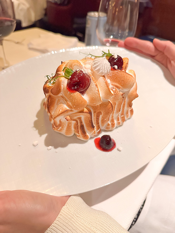 A Baked Alaska dessert served at the Pinnacle Grill, one of the dining options on board the MS Rotterdam.