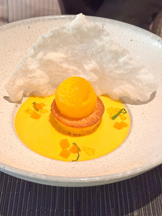 Mango posset dessert at the Tamarind restaurant on the MS Rotterdam.