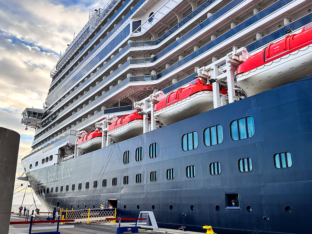View of the MS Rotterdam from the pier.