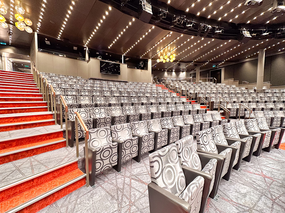 Rows of seating in the World Stage on the MS Rotterdam.