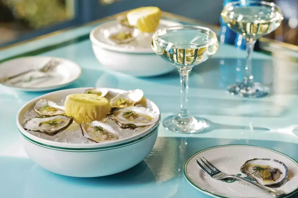 Oysters and champagne at Sadelle's Cafe at Bellagio, Las Vegas.