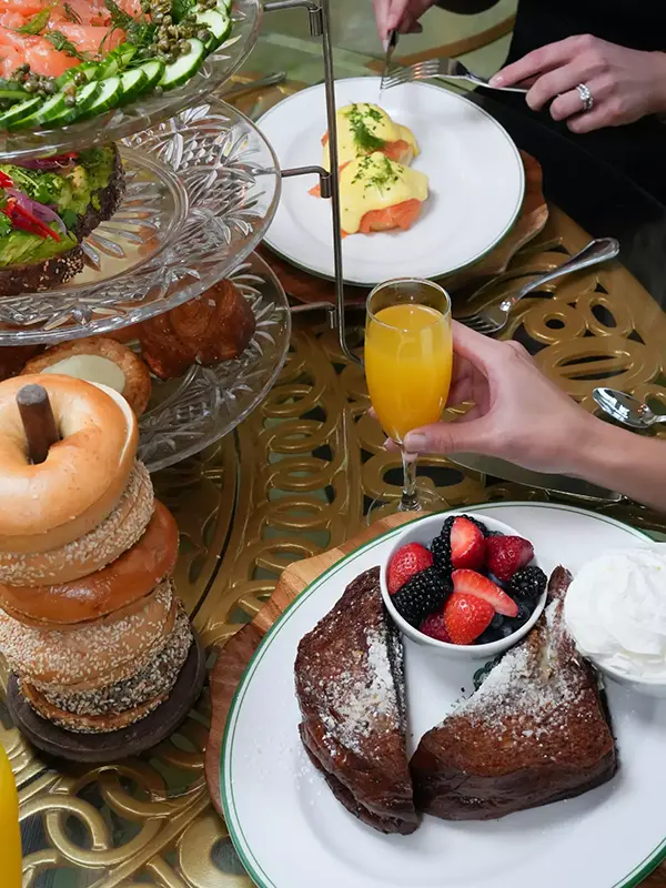 A Brunch table at Sadelle's Cafe at Bellagio, Las Vegas.