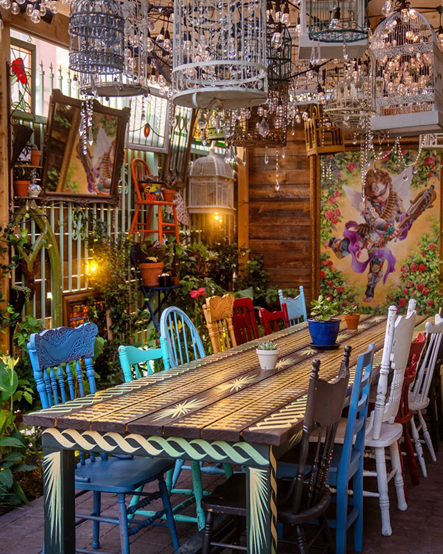 The colorful interior decor at Park on Fremont, Las Vegas.