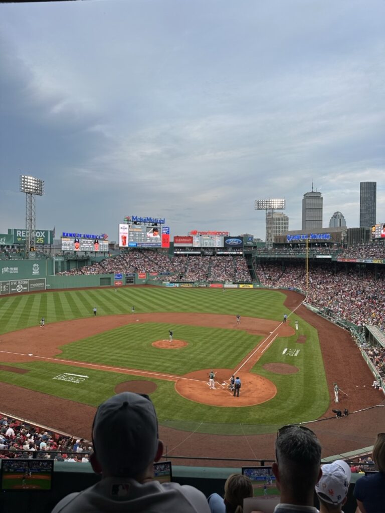 View of the field at Fenway Park baseball park in Boston, Massachusetts.