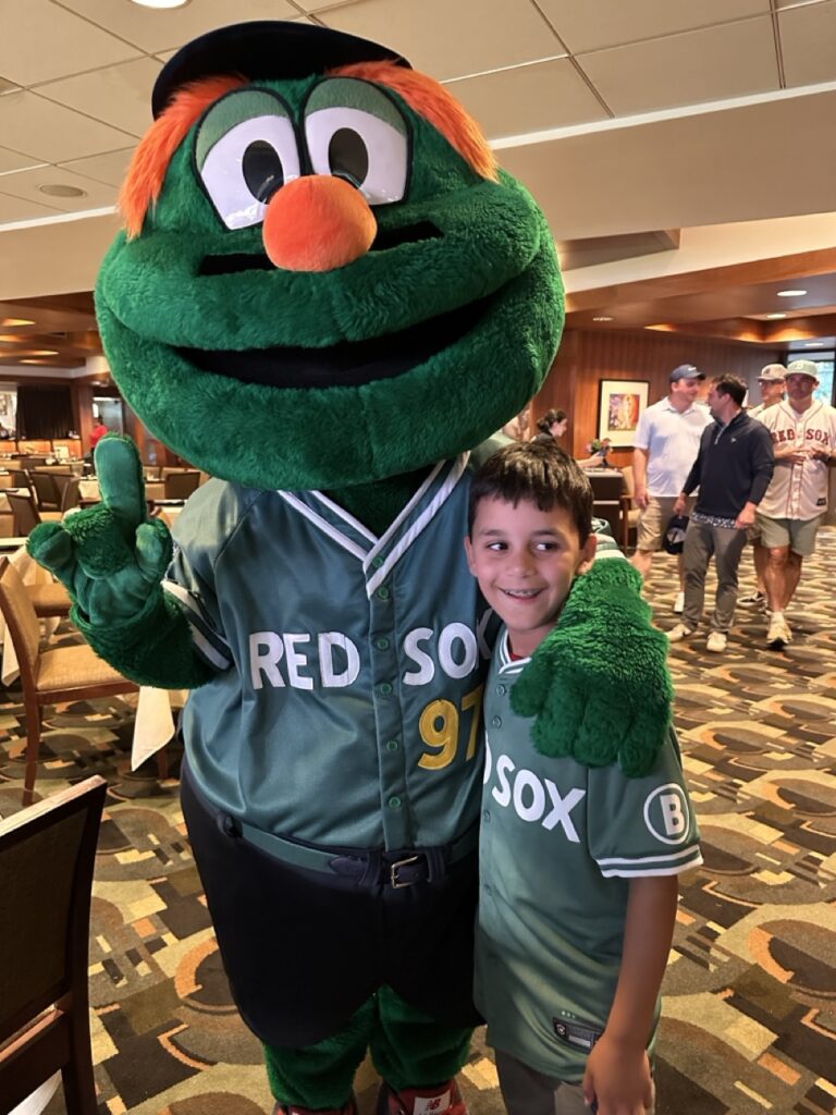 Wally the Green Monster, mascot of the Boston Red Sox baseball team.