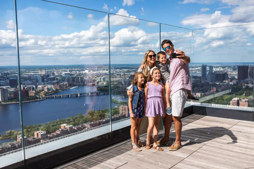 Panoramic views of Boston, Massachusetts, from the Boston View Observation Deck.