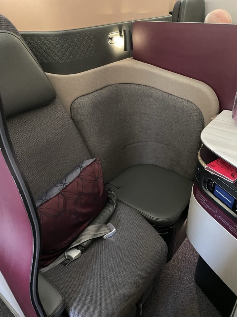 The Business Class Q-Suite on board a Qatar Airways flight.