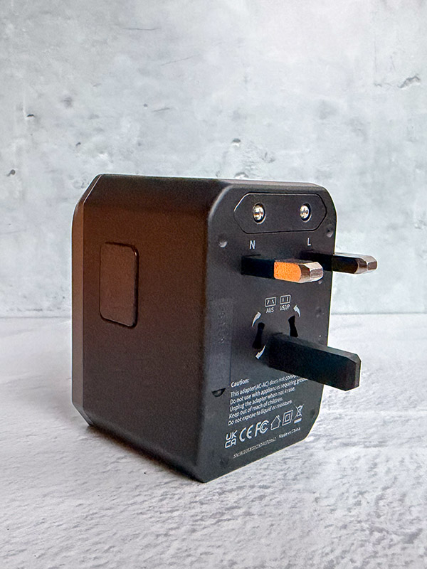 Rear view of the EPICKA Universal Travel Adapter.