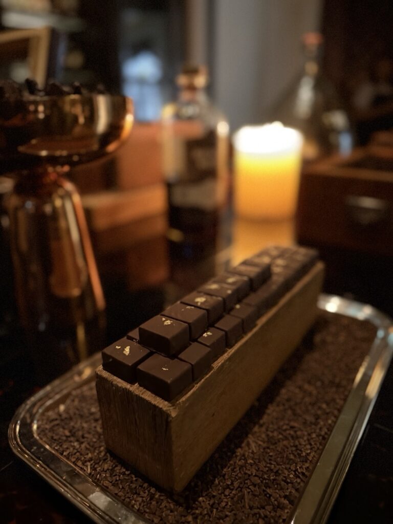 Chocolate pairing at DarkSide cocktail bar, Hong Kong.