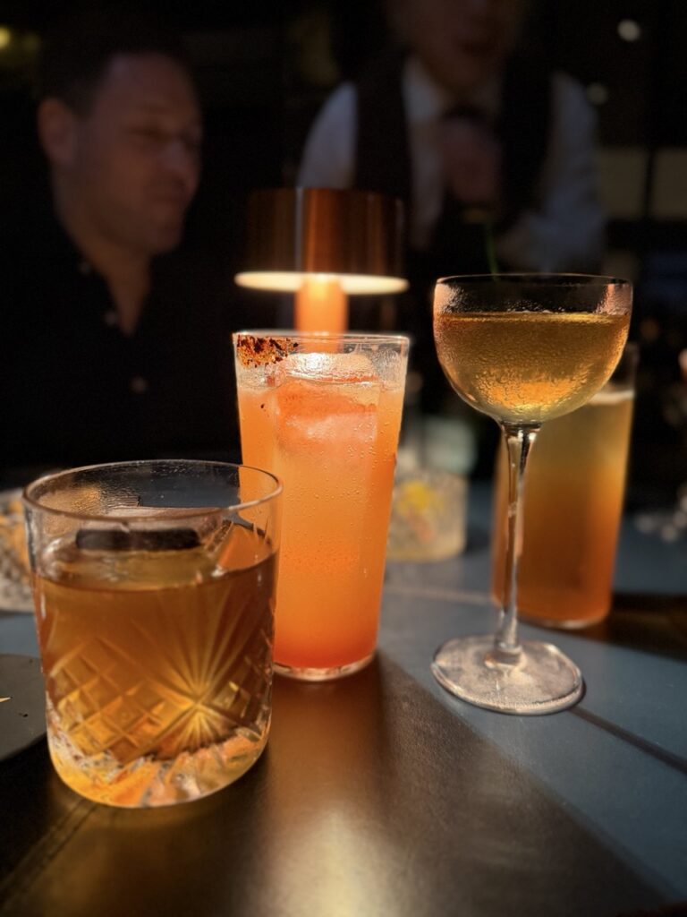A selection of cocktails at DarkSide cocktail bar, Hong Kong.
