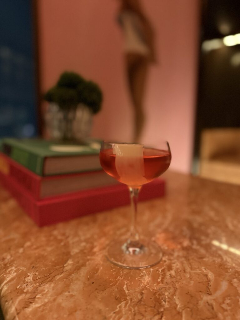A handcrafted cocktail served at the Swim Club cocktail bar in the Kimpton Tsim Sha Tsui hotel, Hong Kong.