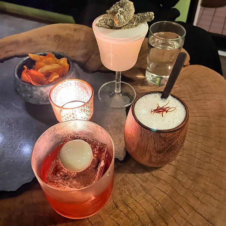 A range of cocktails at Penicillin bar, Hong Kong.