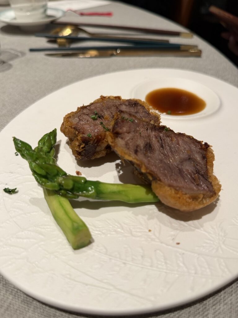 A Beef dish served at Duddell's restaurant, Hong Kong.
