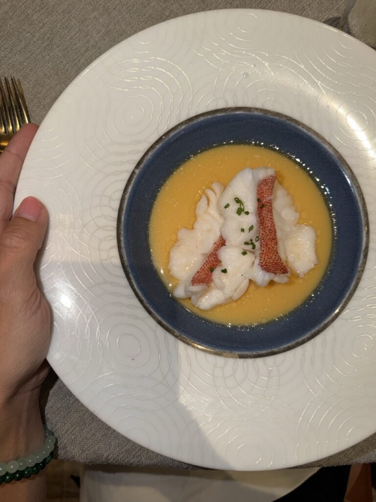 A gluten-free lobster and egg dish served at Duddell's restaurant, Hong Kong.