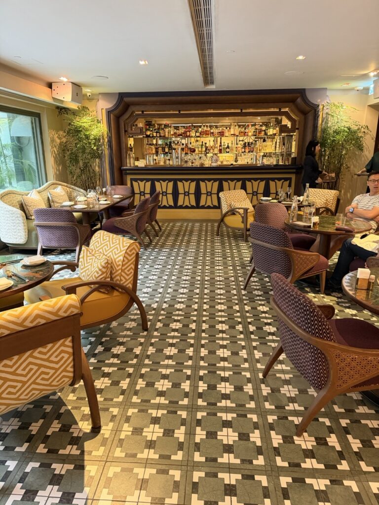The bar and terrace at Duddell's restaurant, Hong Kong.