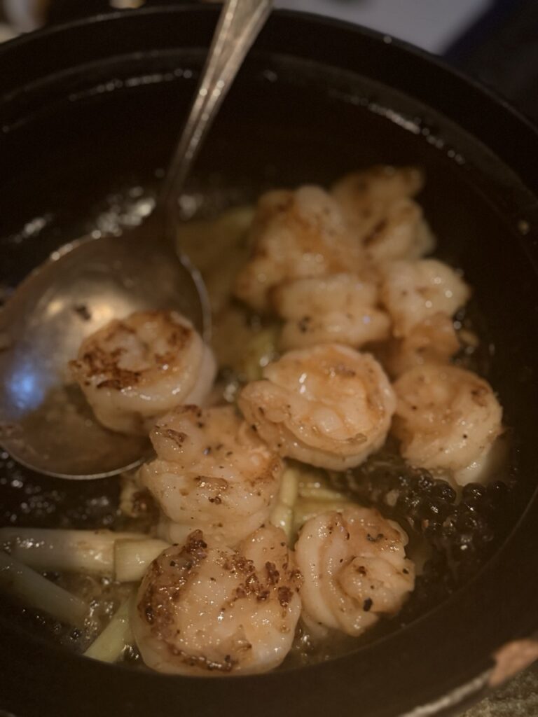 A gluten-free shrimp dish at Mott 32 restaurant, Hong Kong.