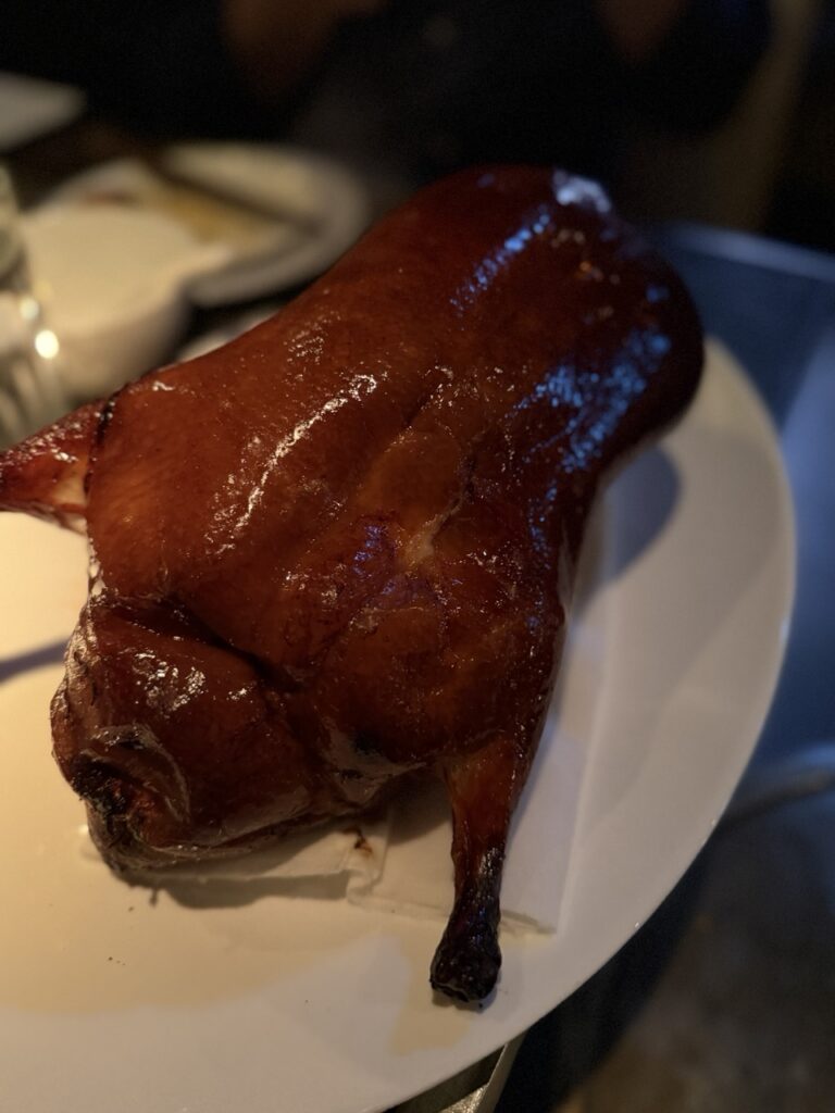 A glossy Peking Duck dish served at Mott 32 restaurant, Hong Kong.