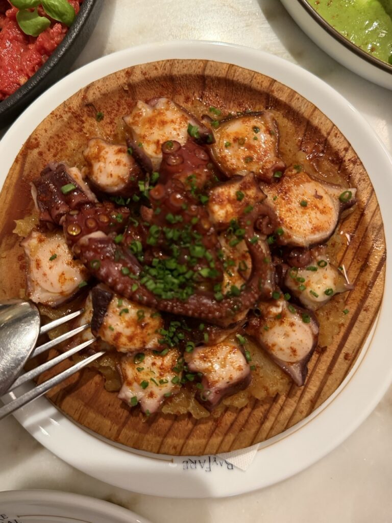 An octopus dish served at Bayfare Social restaurant, Hong Kong.